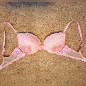 🎀Victoria's Secret Pink Lace Dream Angels Pushup Underwire Bra with Bow